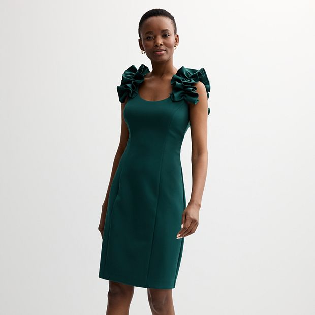 Women's Donna Ricco Sleeveless Ruffle Shoulder Midi Dress