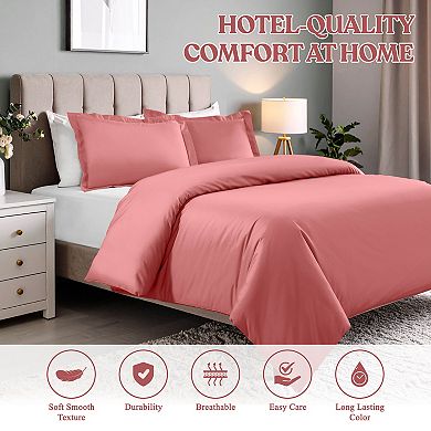 SUPERIOR 600 Thread Count Solid Cotton Blend Duvet Cover Set