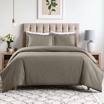 SUPERIOR 600 Thread Count Solid Cotton Blend Duvet Cover Set