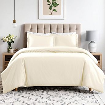 SUPERIOR 600 Thread Count Solid Cotton Blend Duvet Cover Set