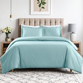 SUPERIOR 600 Thread Count Solid Cotton Blend Duvet Cover Set