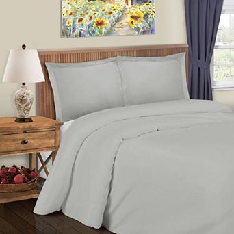 SUPERIOR 600 Thread Count Solid Cotton Blend Duvet Cover Set