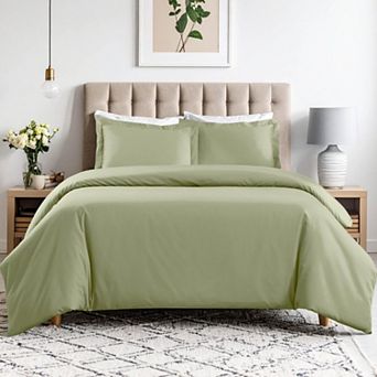 SUPERIOR 600 Thread Count Solid Cotton Blend Duvet Cover Set