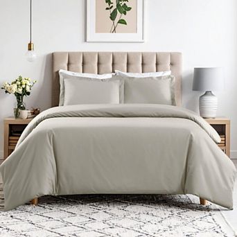 SUPERIOR 600 Thread Count Solid Cotton Blend Duvet Cover Set