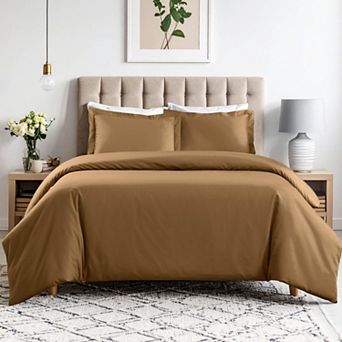 SUPERIOR 600 Thread Count Solid Cotton Blend Duvet Cover Set