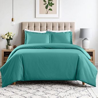 SUPERIOR 600 Thread Count Solid Cotton Blend Duvet Cover Set