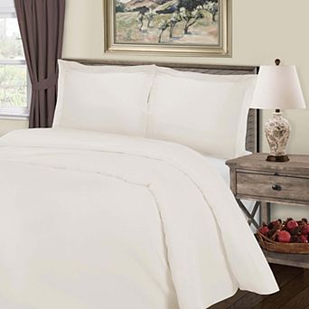 SUPERIOR 3 pc 800 Thread Count Solid Cotton Blend Duvet Cover Set