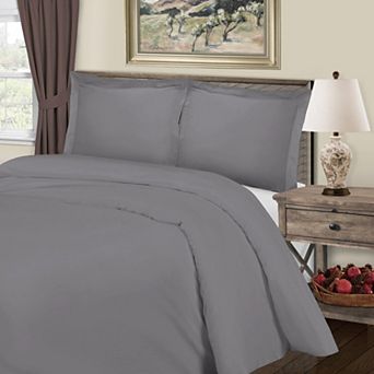 SUPERIOR 3 pc 800 Thread Count Solid Cotton Blend Duvet Cover Set