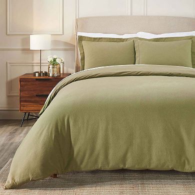 SUPERIOR Rome Flannel Cotton Solid Duvet Cover Set