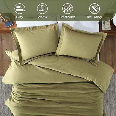 SUPERIOR Rome Flannel Cotton Solid Duvet Cover Set