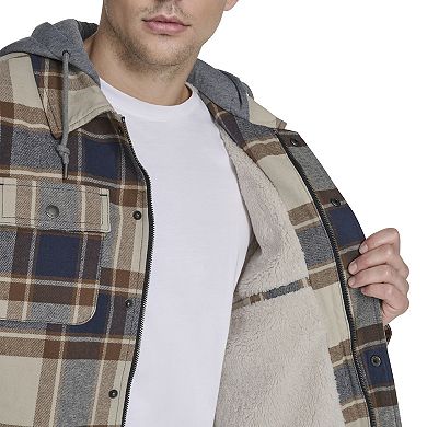 Men's Levi's Plaid Fleece Hooded Shirt Jacket