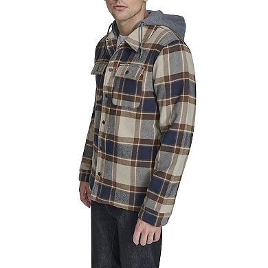 Men's Levi's Plaid Fleece Hooded Shirt Jacket