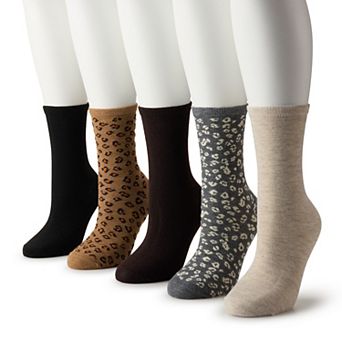 Women's Sonoma Goods For Life® 5 pk Leopard Crew Socks