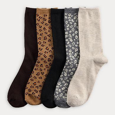 Women's Sonoma Goods For Life® 5-pk. Leopard Crew Socks