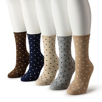 Women's Sonoma Goods For Life® 5 pk Dots Roll Top Crew Socks