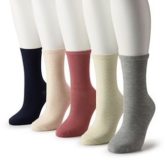 Women's Sonoma Goods For Life® 5 pk Polite Texture Crew Socks