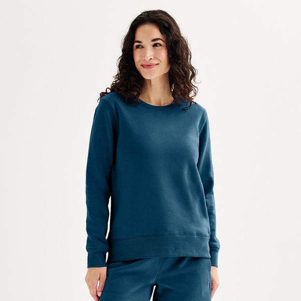 Women's Tek Gear® Ultrasoft Fleece Crewneck Sweatshirt - Blue Crayon (S TALL)