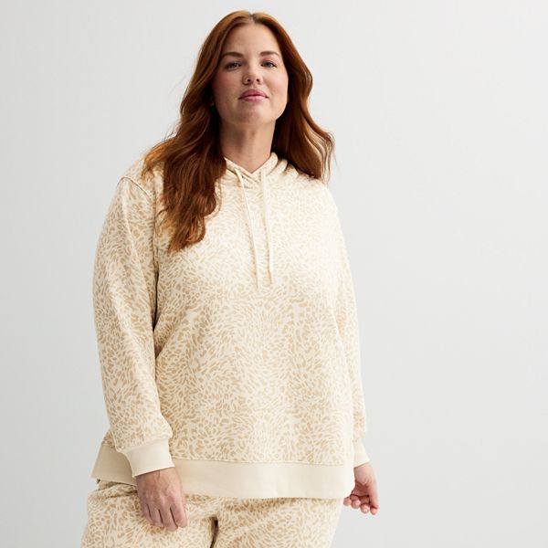 Plus Size Tek Gear® Ultrasoft Fleece Hoodie - Beige Spots (1X)