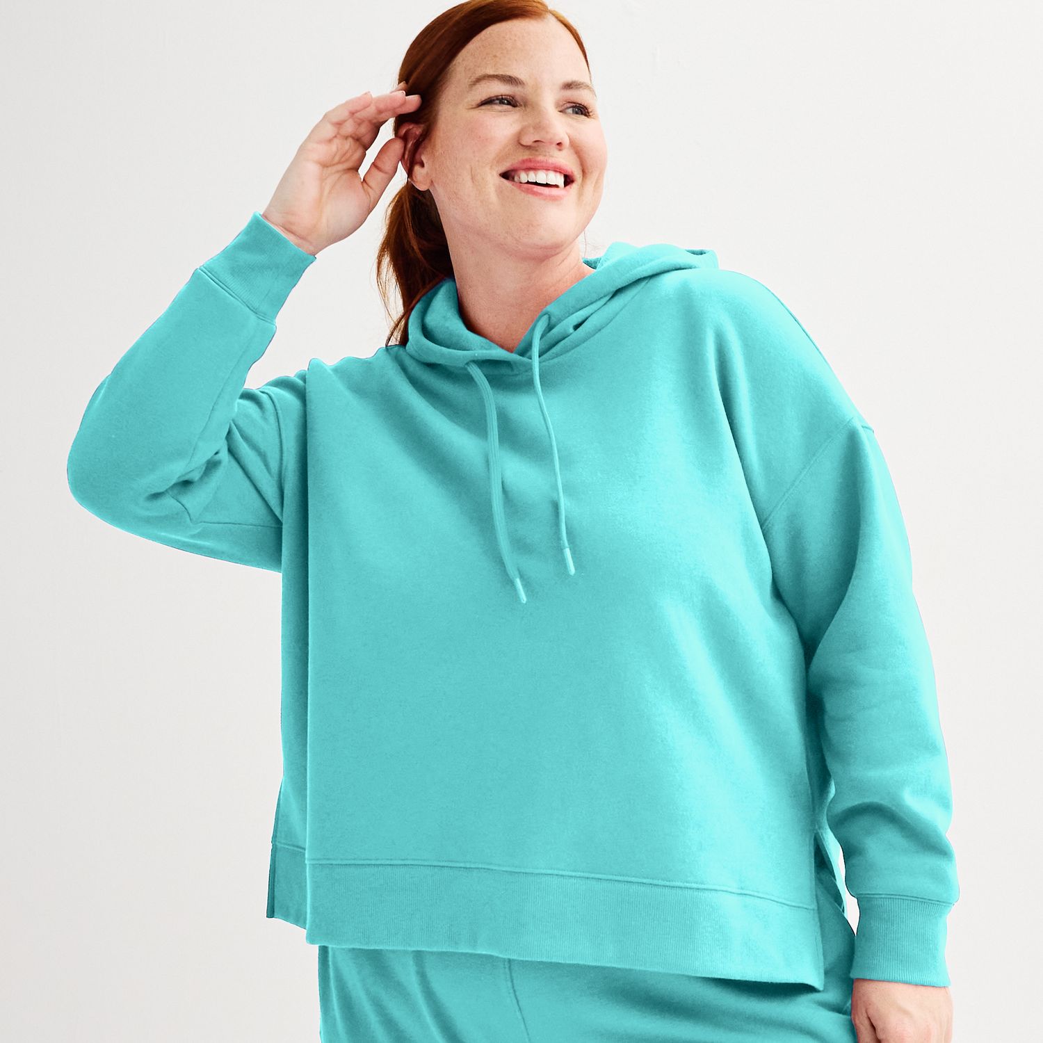 Plus Size Tek Gear® Ultrasoft Fleece Hoodie - Solomon Sea (1X)