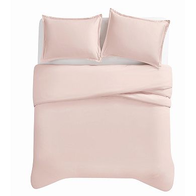 Badgley Mischka 3-Piece Cotton Sateen Solid Duvet Set