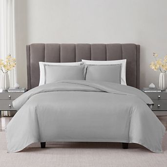 Badgley Mischka 3 pc Cotton Sateen Solid Duvet Set