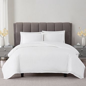 Badgley Mischka 3 pc Cotton Sateen Solid Duvet Set