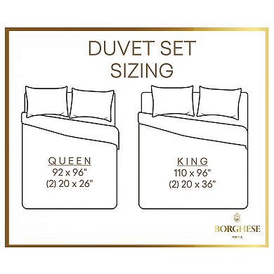 Borghese Roma 400 Thread Count Percale Cotton Duvet 3 Piece Set