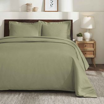 SUPERIOR 650 Thread Count Egyptian Cotton Solid Duvet Cover Set