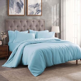 SUPERIOR 300 Thread Count Solid Egyptian Cotton Duvet Cover Set