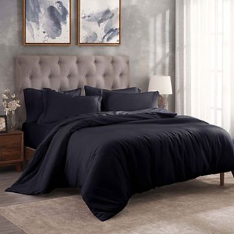 SUPERIOR 300 Thread Count Solid Egyptian Cotton Duvet Cover Set