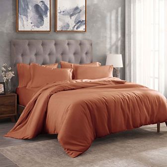 SUPERIOR 300 Thread Count Solid Egyptian Cotton Duvet Cover Set