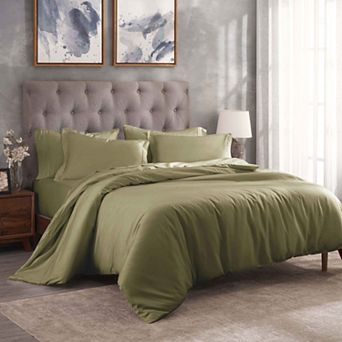 SUPERIOR 300 Thread Count Solid Egyptian Cotton Duvet Cover Set