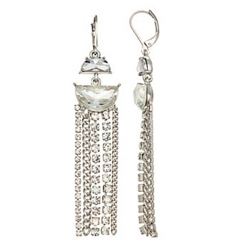 Simply Vera Vera Wang Silver Tone Simulated Stone Chain Drop Earrings
