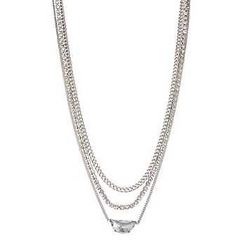 Simply Vera Vera Wang Silver Tone Simulated Stone Curb Chain Multi-Row Necklace