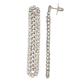 Simply Vera Vera Wang Silver Tone Simulated Stone Curb Chain Linear Earrings