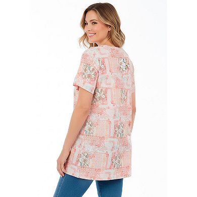 Woman Within Plus Size Short Sleeve Watercolor Tunic