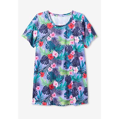 Woman Within Plus Size Short Sleeve Watercolor Tunic