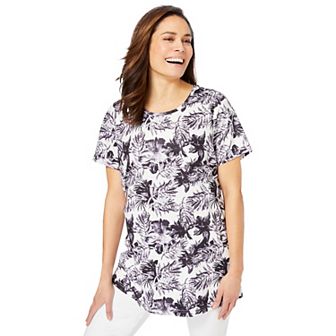 Woman Within Plus Size Short Sleeve Watercolor Tunic