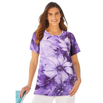 Woman Within Plus Size Short Sleeve Watercolor Tunic