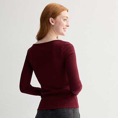 Juniors' SO® Ribbed Long Sleeve Henley
