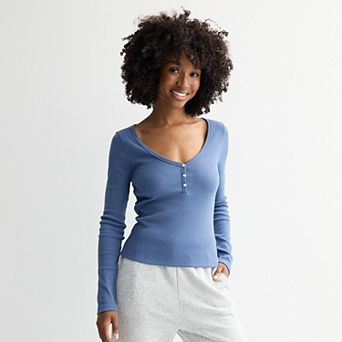 Juniors' SO® Ribbed Long Sleeve Henley