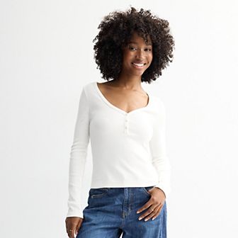 Juniors' SO® Ribbed Long Sleeve Henley