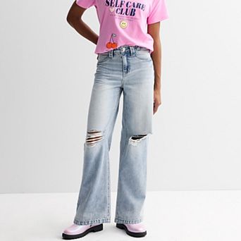 Girls 7-16 Vanilla Star Side Buckle Destructed Jeans