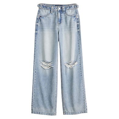 Girls 7-16 Vanilla Star Side Buckle Destructed Jeans