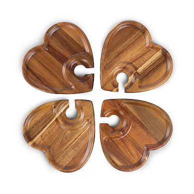 Toscana Heart Shaped Wine Appetizer Plate Set of 4