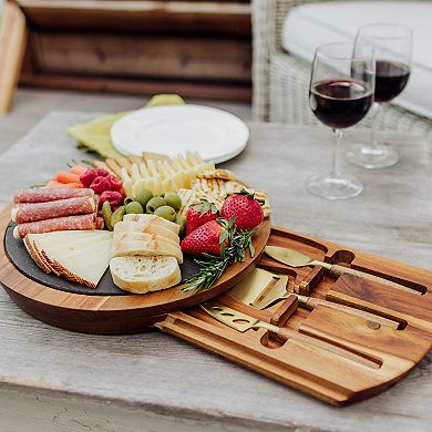 Disney's The Nightmare Before Christmas Jack Skellington Insignia Acacia & Slate Serving Board with Cheese Tools by Toscana