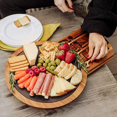 Disney's The Nightmare Before Christmas Jack Skellington Insignia Acacia & Slate Serving Board with Cheese Tools by Toscana