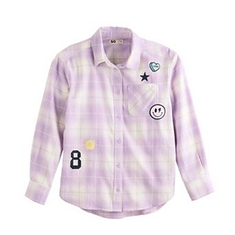 Girls 6-20 SO® Oversized Embellished Flannel Shirt in Regular & Plus Size