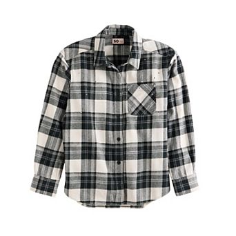 Girls 6-20 SO® Oversized Embellished Flannel Shirt in Regular & Plus Size