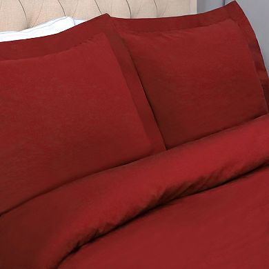 SUPERIOR Percale 300 Thread Count Solid Cotton Duvet Cover Set